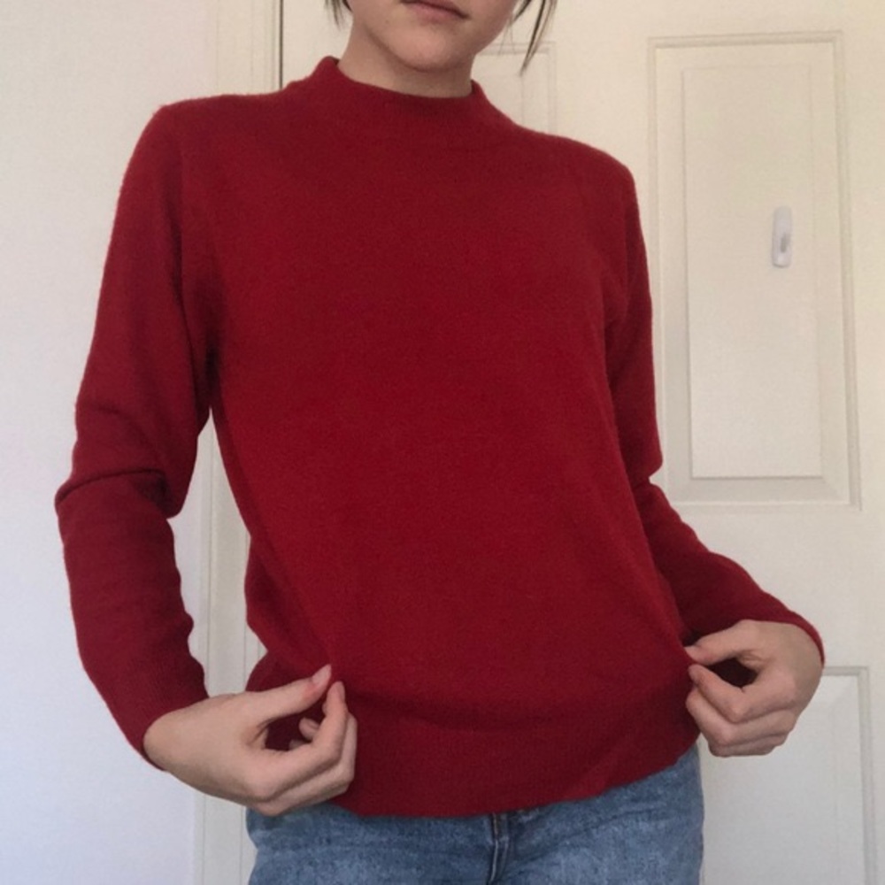 Sag Harbor Womens Rust Red Vintage Long Sleeve Mock Neck Sweater